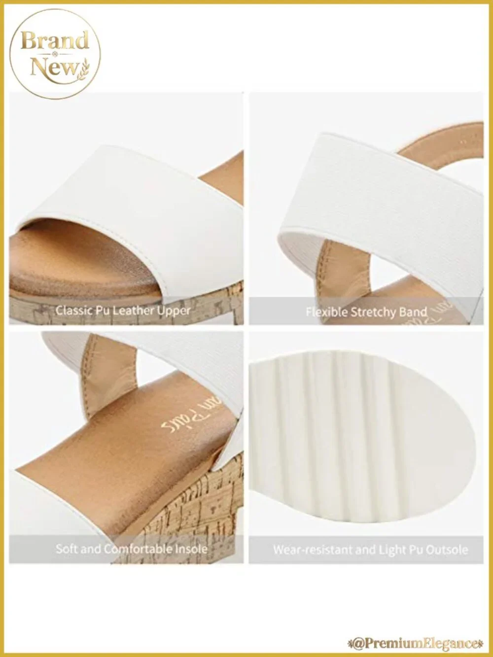 Women's Open Toe Flatform Platform Wedge Sandal with Faux Leather Cushioned